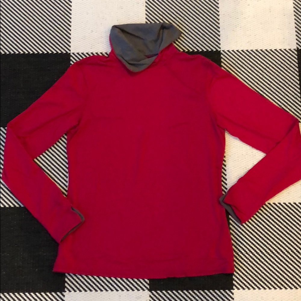 Athleta pink/ red with gray Long sleeve mock neck